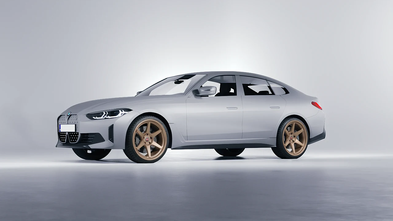 BMW i4 2022 on HRE Performance Wheels 306-GTS forged wheels, front three-quarter view