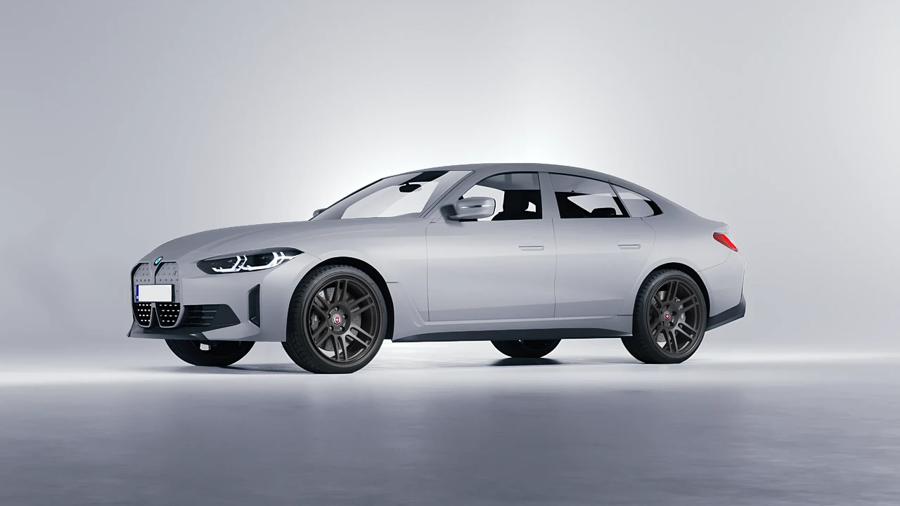 BMW i4 2022 on HRE Performance Wheels 312-GT forged wheels, front three-quarter view