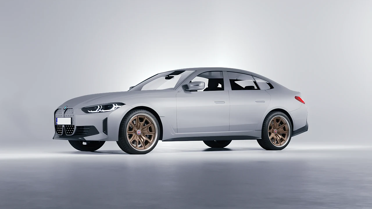 BMW i4 2022 on HRE Performance Wheels 427 forged wheels, front three-quarter view