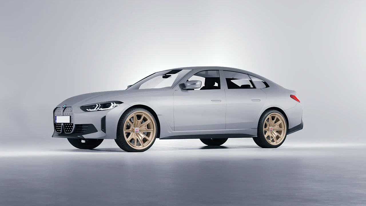 BMW i4 2022 on HRE Performance Wheels 427M forged wheels, front three-quarter view
