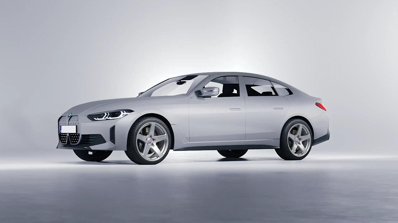 BMW i4 2022 on HRE Performance Wheels 527M forged wheels, front three-quarter view