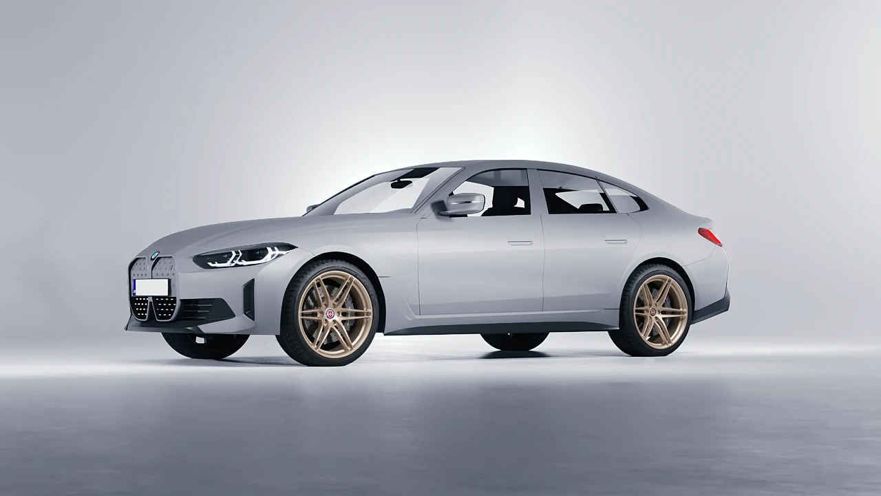 BMW i4 2022 on HRE Performance Wheels P106 forged wheels, front three-quarter view