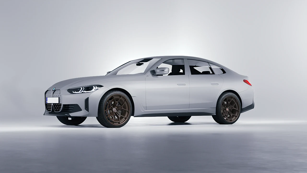 BMW i4 2022 on HRE Performance Wheels P301 forged wheels, front three-quarter view
