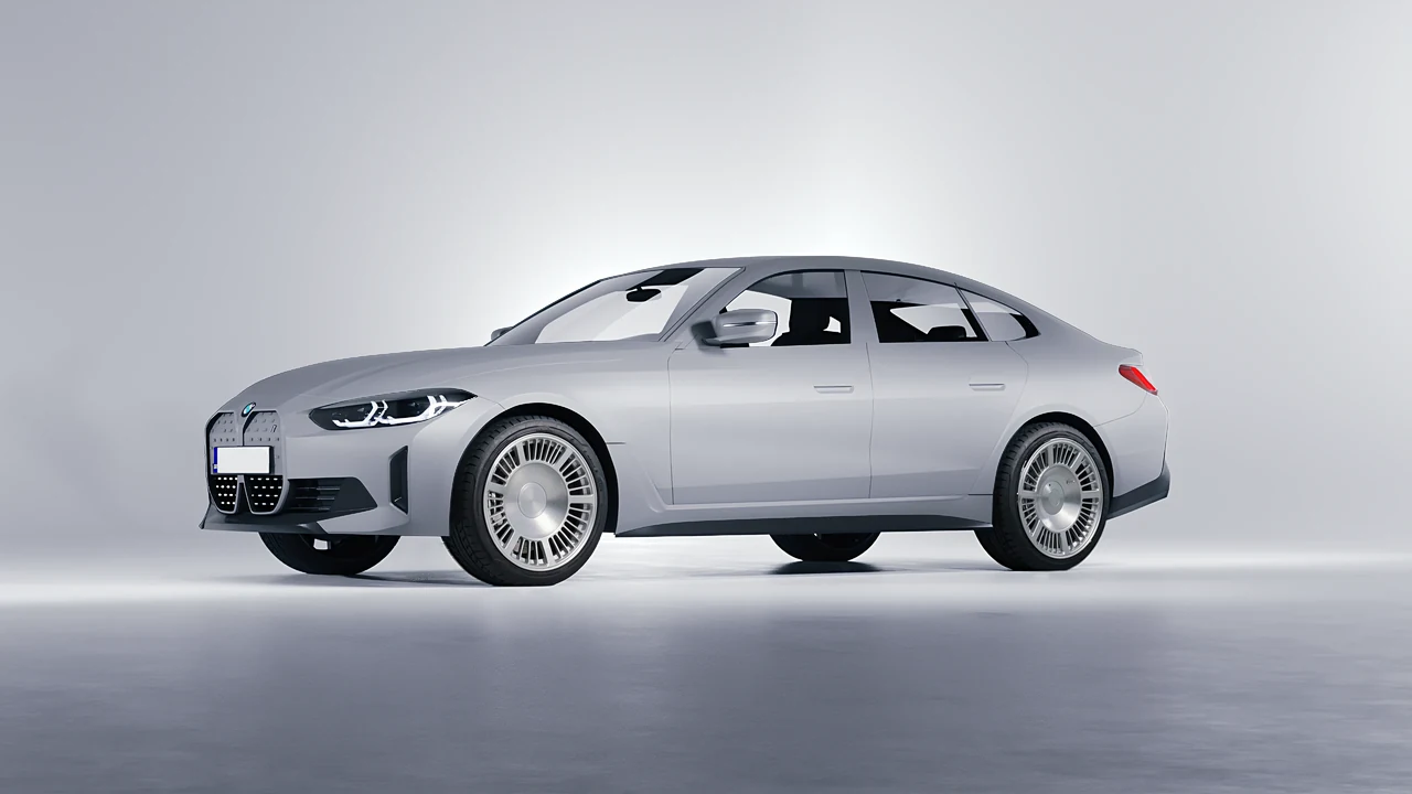 BMW i4 2022 on RDB LA Masterpiece forged wheels, front three-quarter view