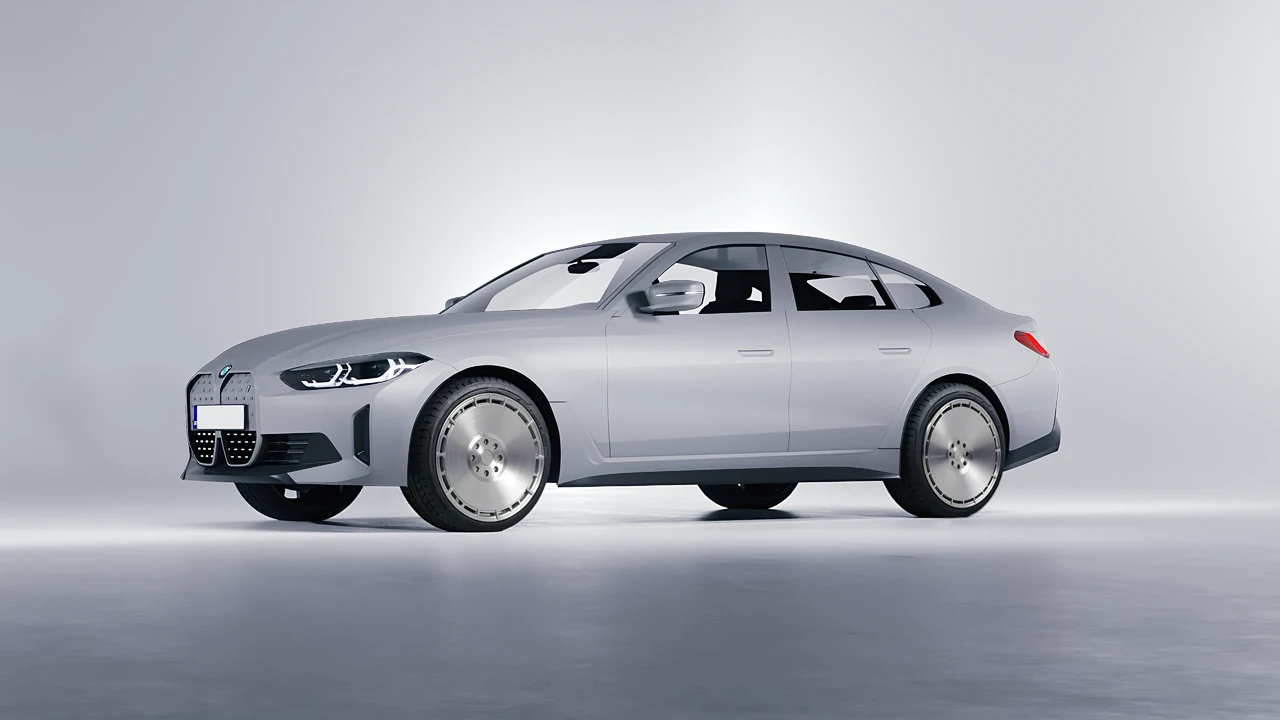 BMW i4 2022 on RDB LA Zero forged wheels, front three-quarter view