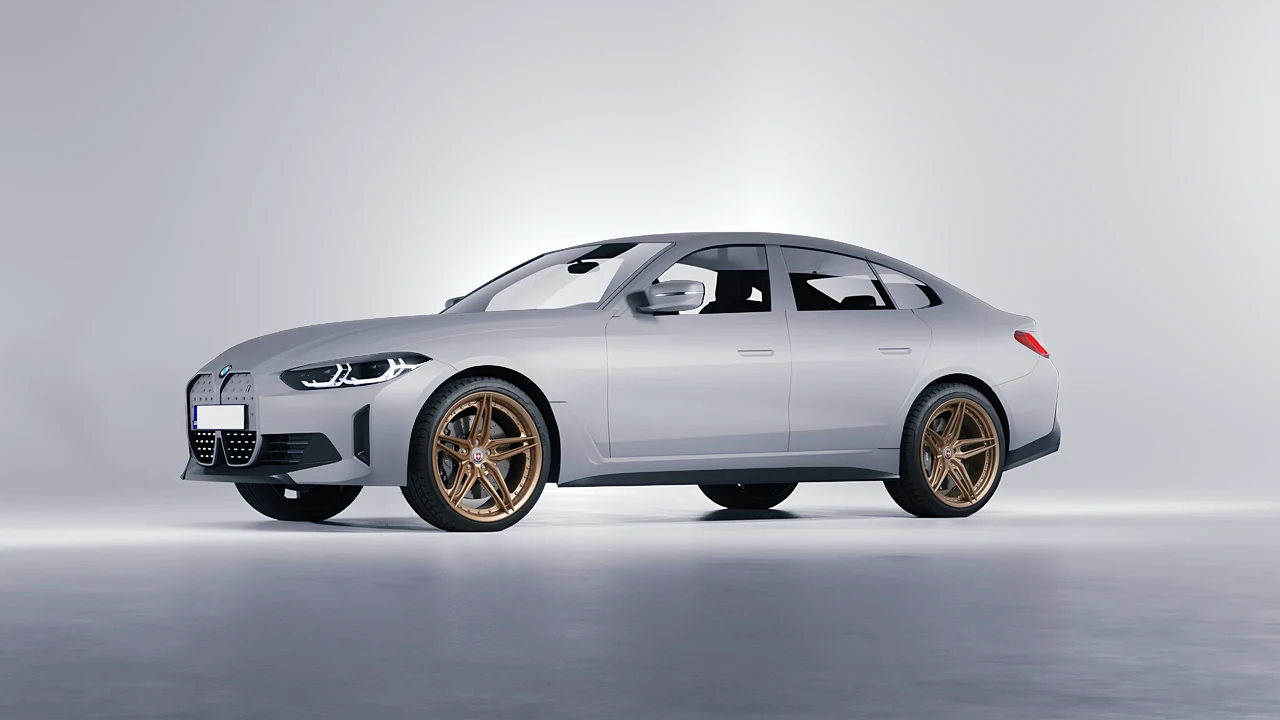 BMW i4 2022 on HRE Performance Wheels S107SC forged wheels, front three-quarter view
