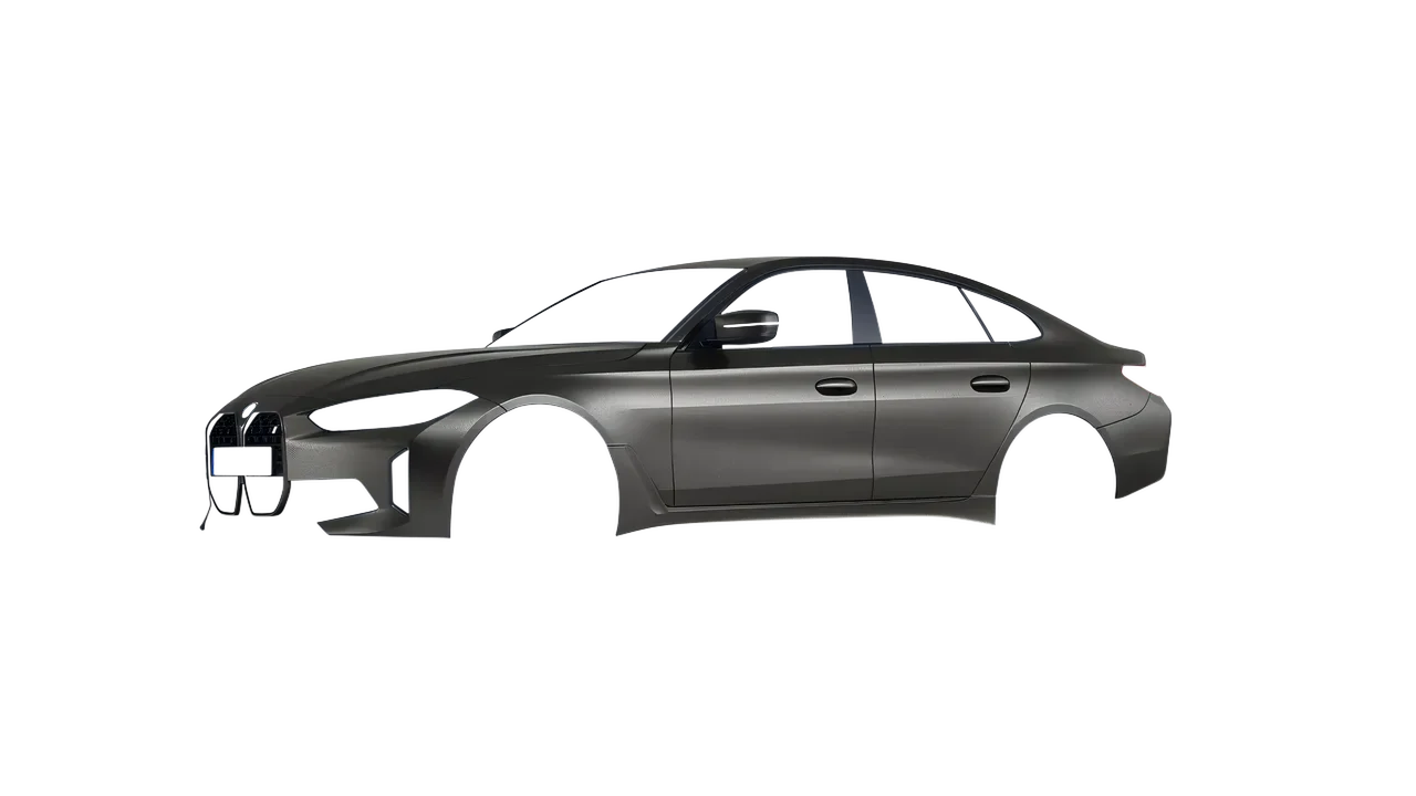 BMW i4 2022 wrapped in Black Rock Grey (Avery Dennison SW900-823-M), front three-quarter view
