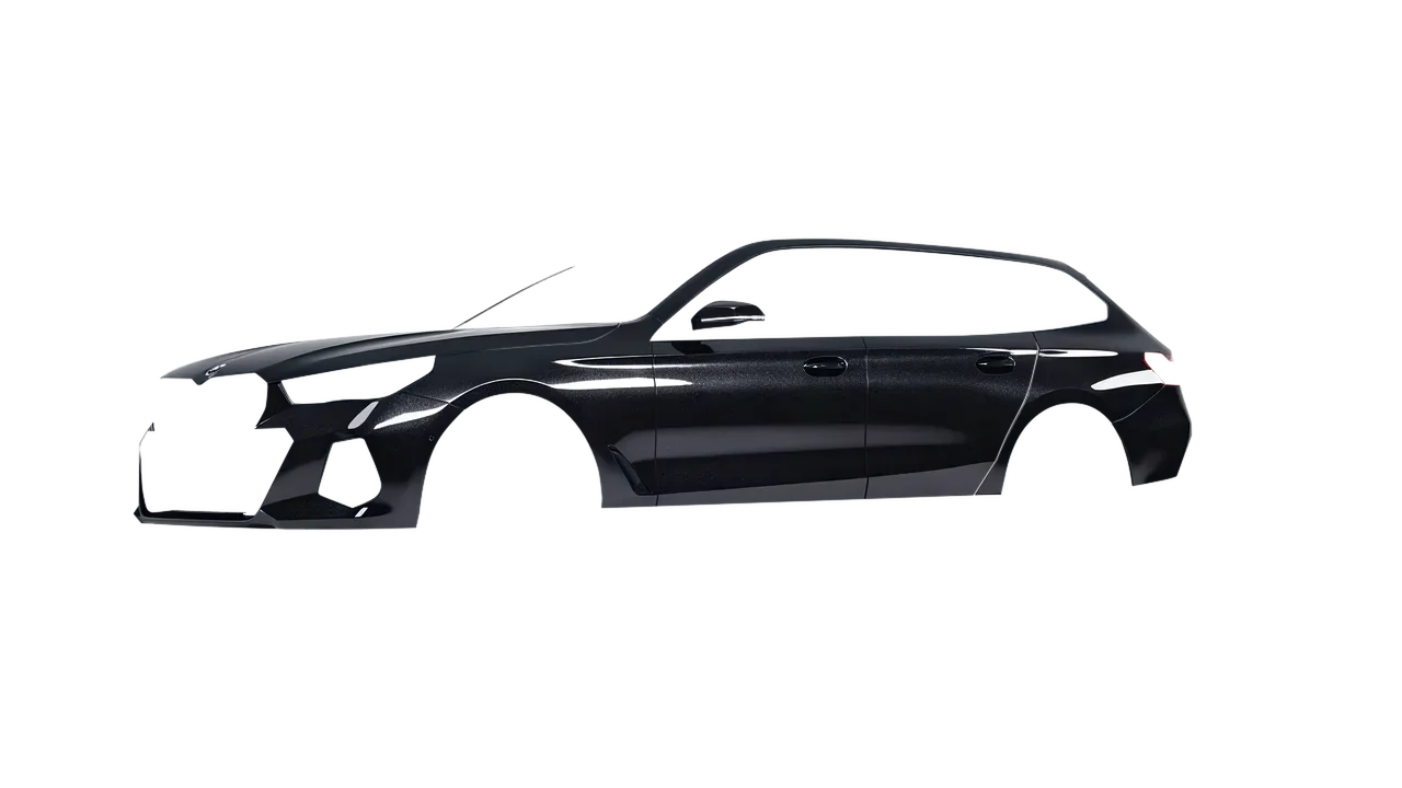 BMW i5 Touring 2024 wrapped in Mystery Black (Avery Dennison SW900-184-M), front three-quarter view