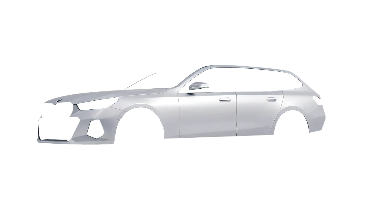 BMW i5 Touring 2024 wrapped in Matte Silver (3M M21), front three-quarter view