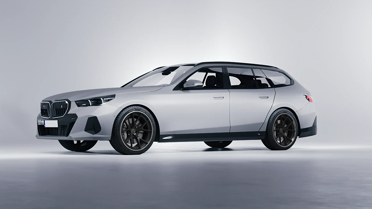 BMW i5 Touring 2024 on HRE Performance Wheels S101 forged wheels, front three-quarter view