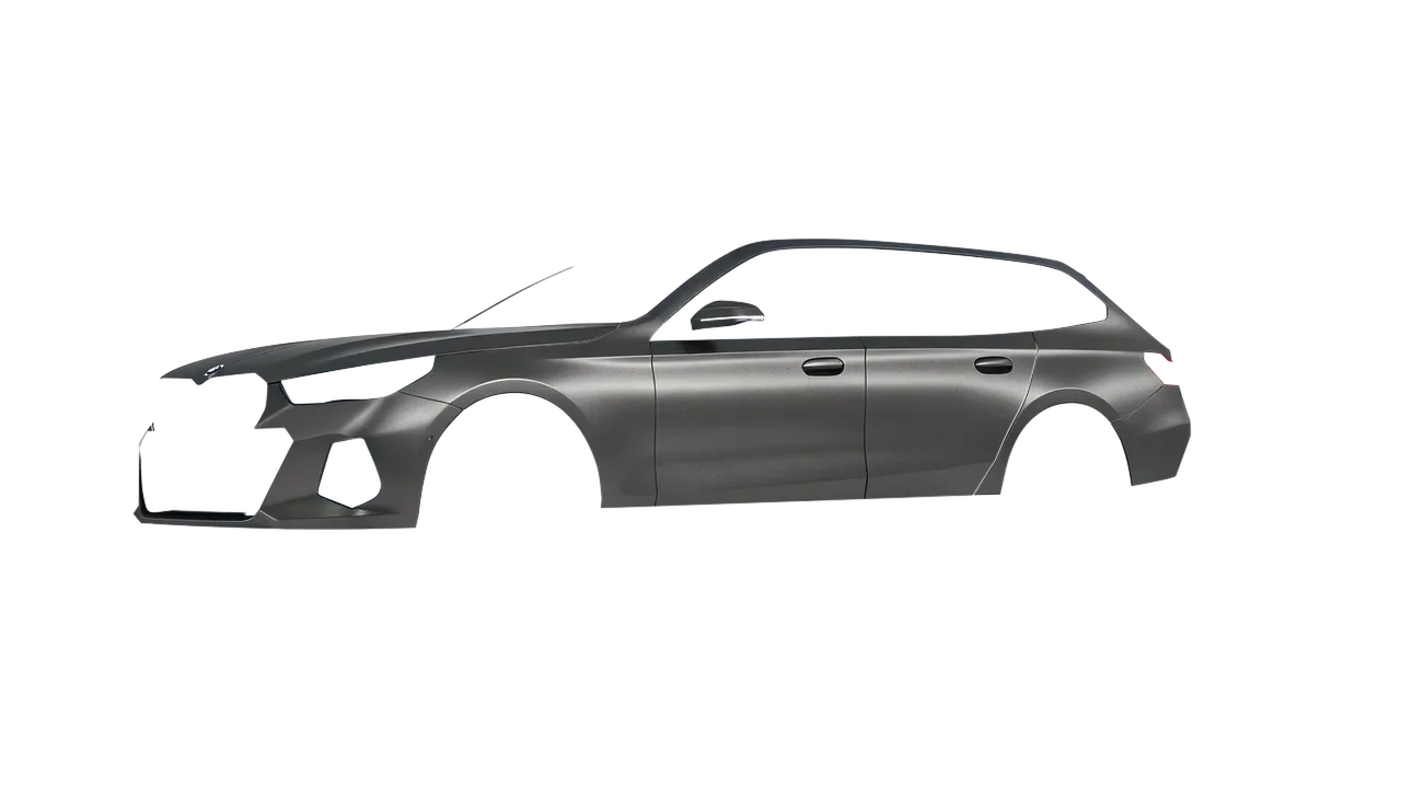 BMW i5 Touring 2024 wrapped in Black Rock Grey (Avery Dennison SW900-823-M), front three-quarter view