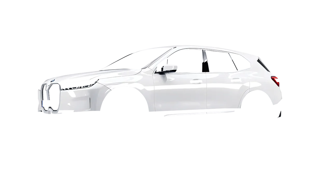 BMW iX 2022 wrapped in Gloss White (3M G10), front three-quarter view
