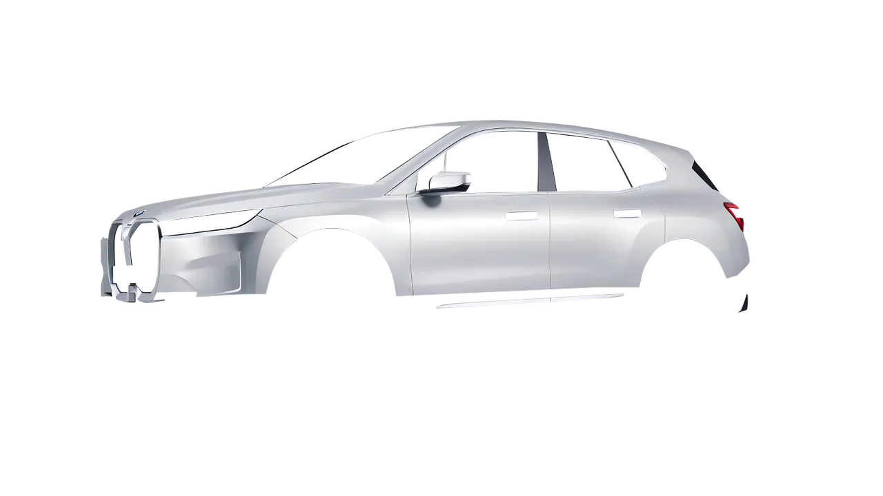 BMW iX 2022 wrapped in Matte Silver (3M M21), front three-quarter view