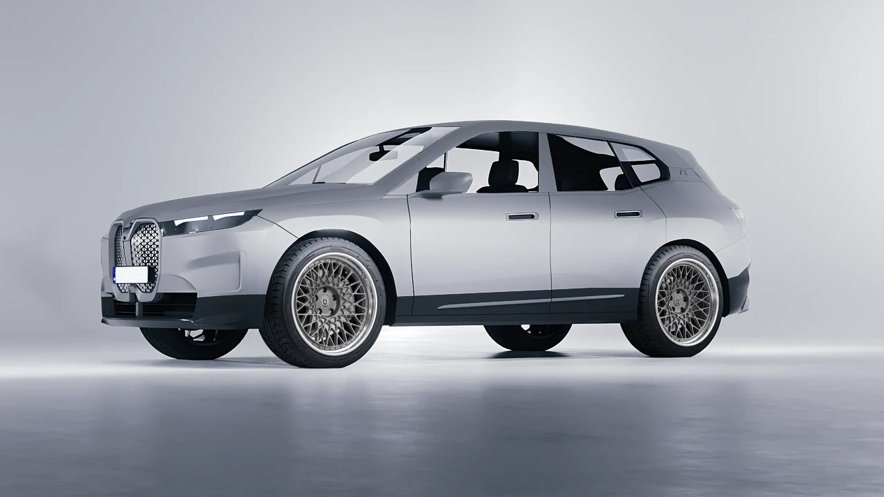 BMW iX 2022 on HRE Performance Wheels 501 forged wheels, front three-quarter view