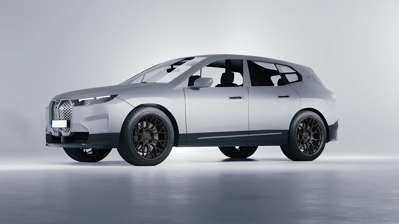 BMW iX 2022 on HRE Performance Wheels RC100 forged wheels, front three-quarter view