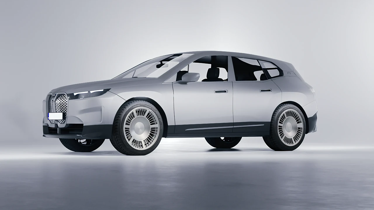 BMW iX 2022 on RDB LA Masterpiece forged wheels, front three-quarter view
