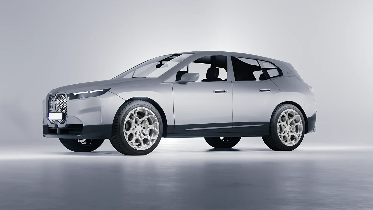BMW iX 2022 on RDB LA Revolver forged wheels, front three-quarter view