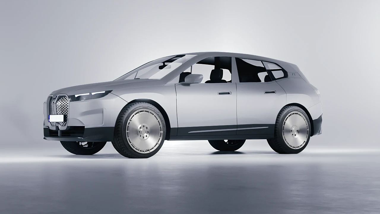 BMW iX 2022 on RDB LA Zero forged wheels, front three-quarter view
