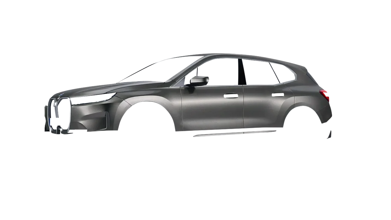 BMW iX 2022 wrapped in Black Rock Grey (Avery Dennison SW900-823-M), front three-quarter view