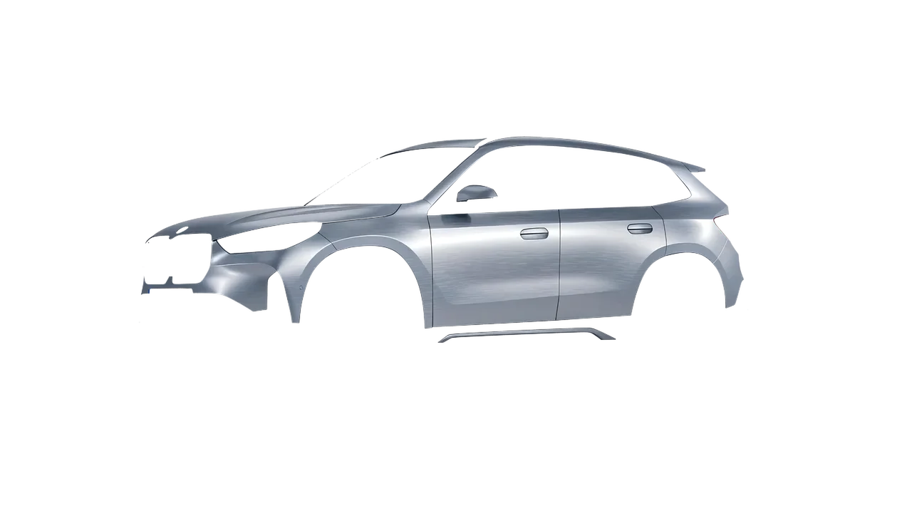 BMW iX1 2022 wrapped in Brushed Aluminum (Avery Dennison SW900-812-X), front three-quarter view