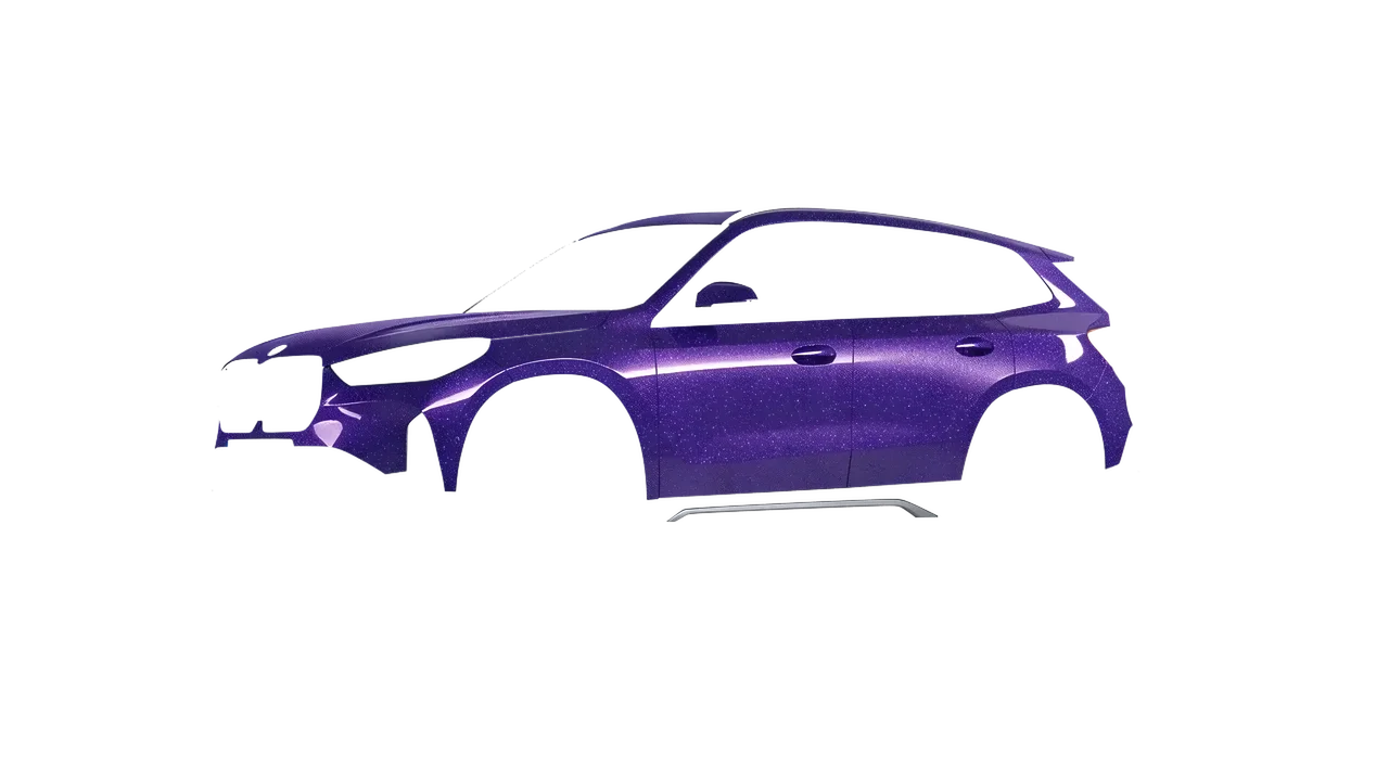 BMW iX1 2022 wrapped in Purple (Avery Dennison SW900-587-D), front three-quarter view