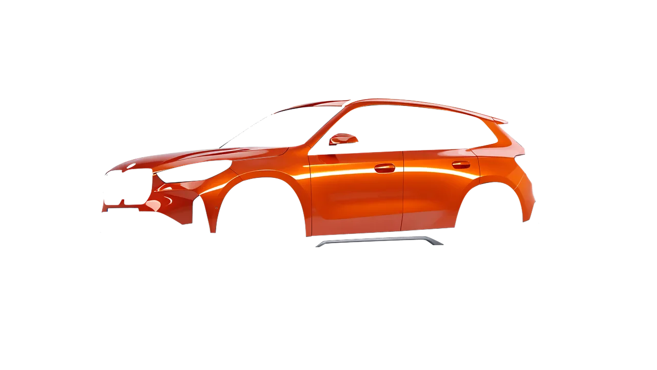 BMW iX1 2022 wrapped in Fiery Orange (3M G364), front three-quarter view