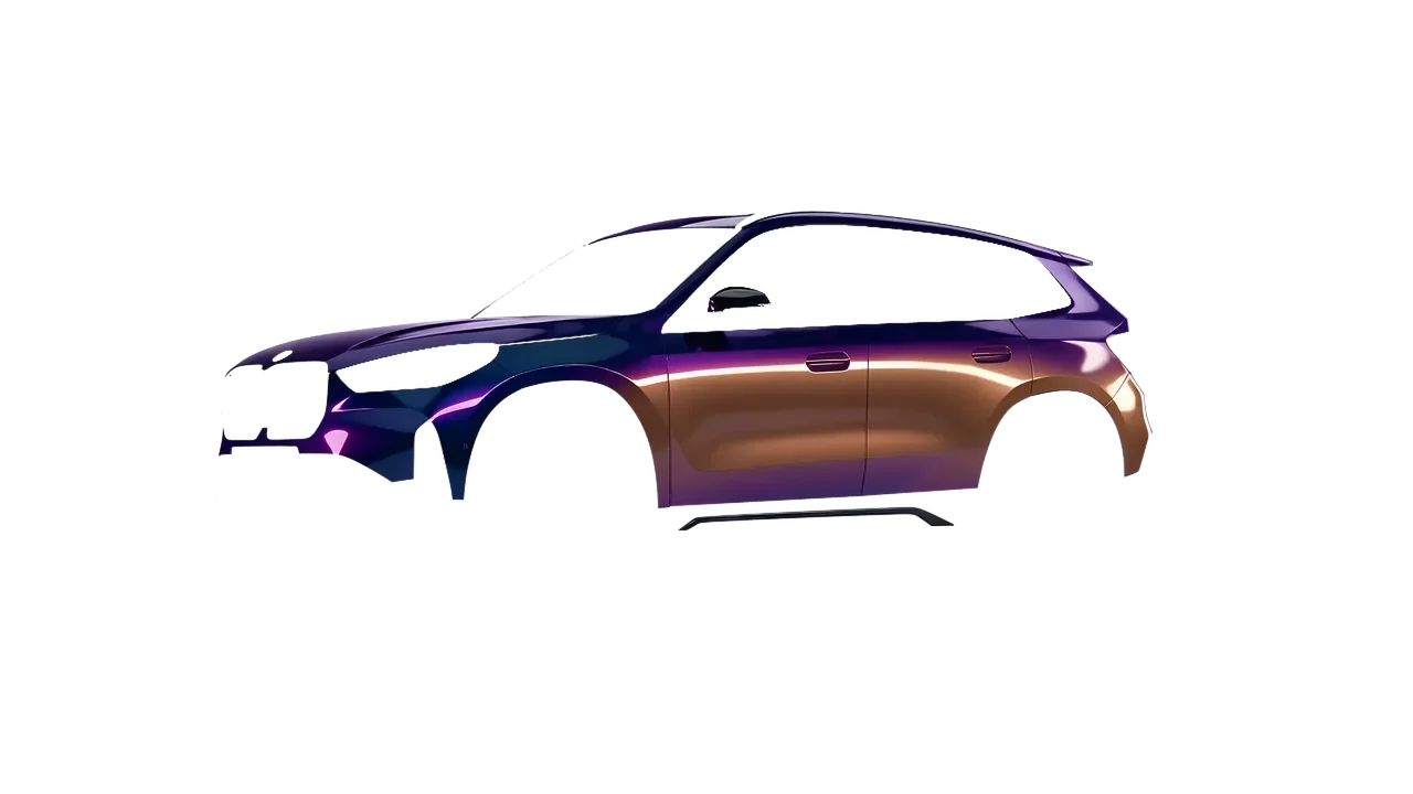 BMW iX1 2022 wrapped in Gloss Flip Deep Space (3M GP278), front three-quarter view