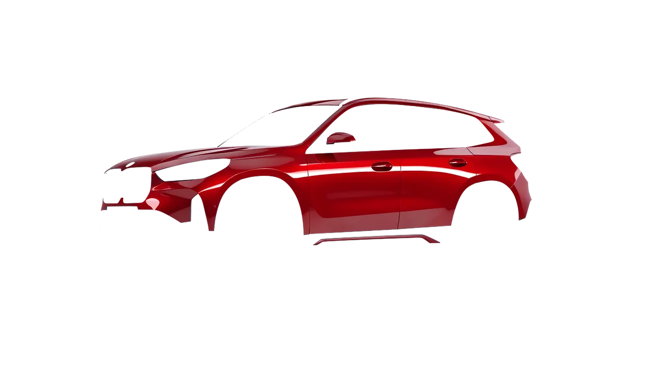 BMW iX1 2022 wrapped in Hot Rod Red (3M G13), front three-quarter view