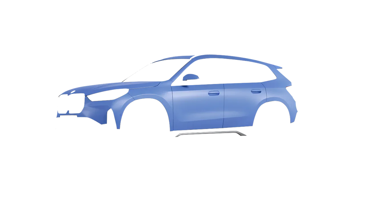 BMW iX1 2022 wrapped in Dreamline Blue (Avery Dennison SW900-616-O), front three-quarter view