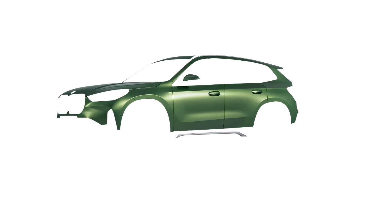 BMW iX1 2022 wrapped in Apple Green (Avery Dennison SW900-745-M), front three-quarter view