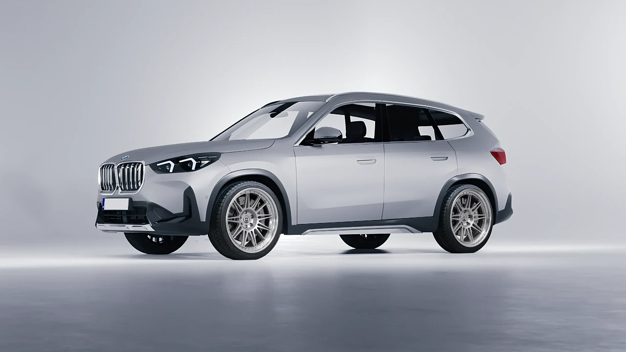 BMW iX1 2022 on HRE Performance Wheels 301 forged wheels, front three-quarter view