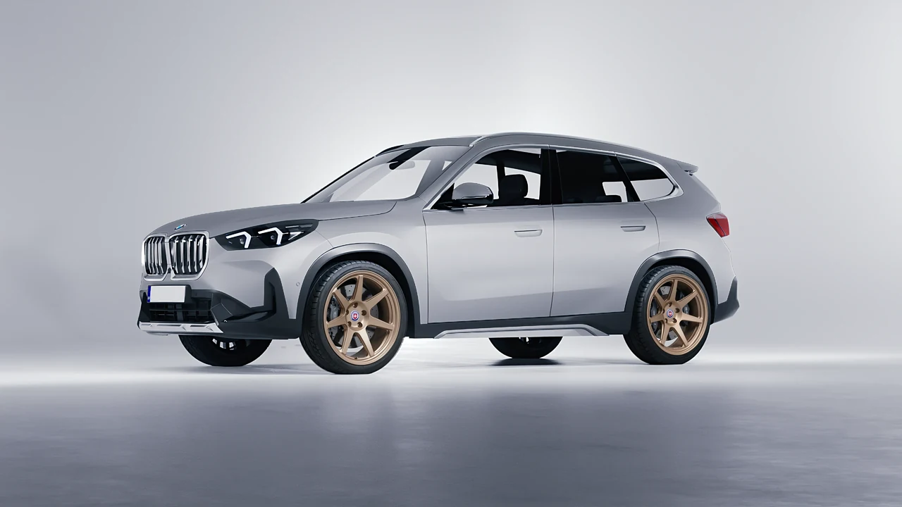 BMW iX1 2022 on HRE Performance Wheels 307-GTS forged wheels, front three-quarter view