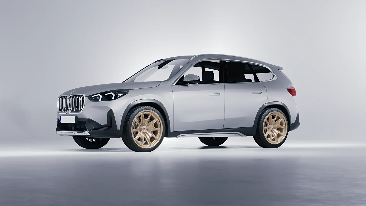 BMW iX1 2022 on HRE Performance Wheels 427M forged wheels, front three-quarter view