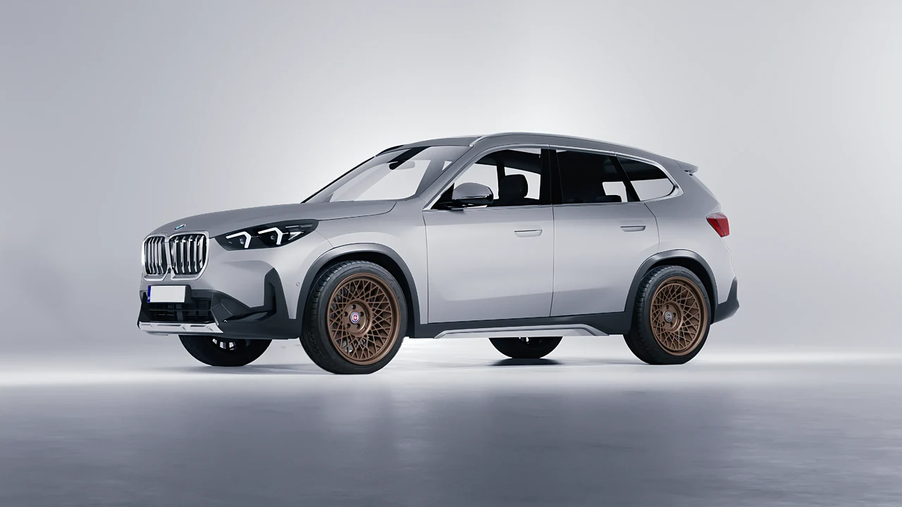 BMW iX1 2022 on HRE Performance Wheels 501-GTM forged wheels, front three-quarter view