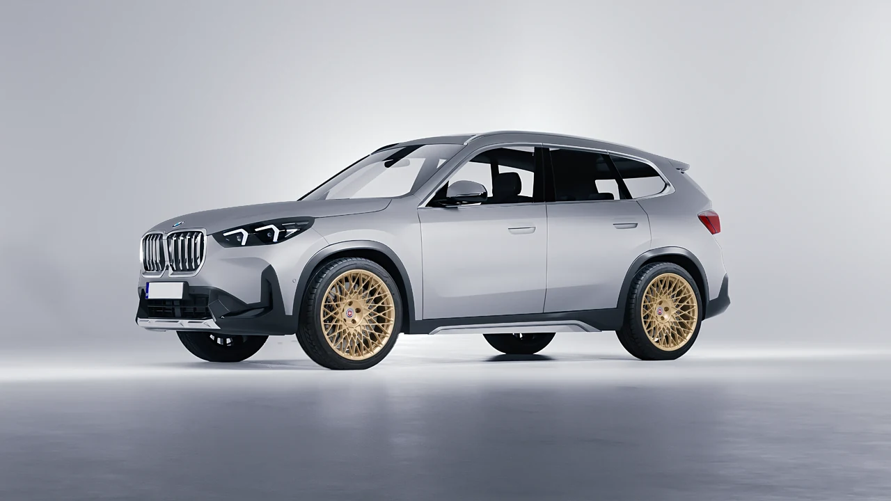 BMW iX1 2022 on HRE Performance Wheels 501M forged wheels, front three-quarter view
