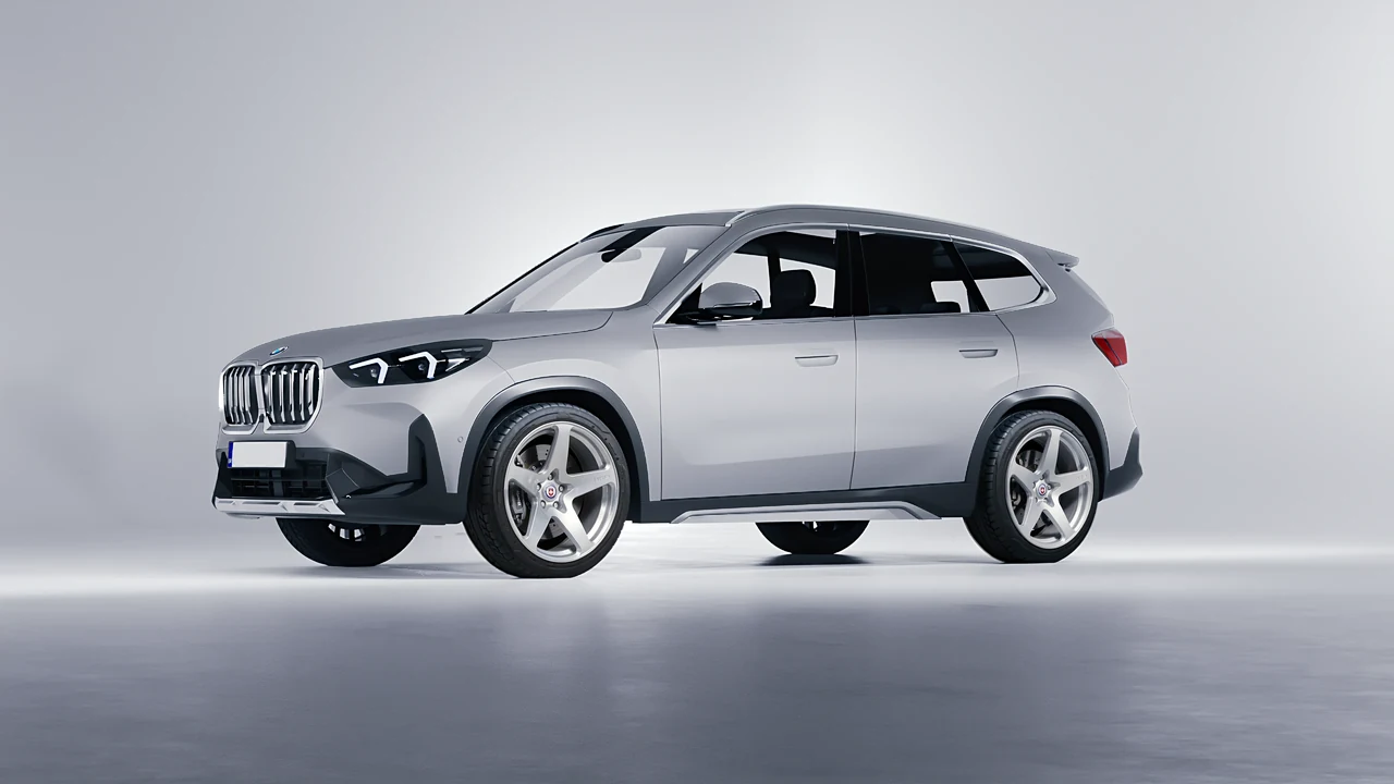 BMW iX1 2022 on HRE Performance Wheels 527M forged wheels, front three-quarter view