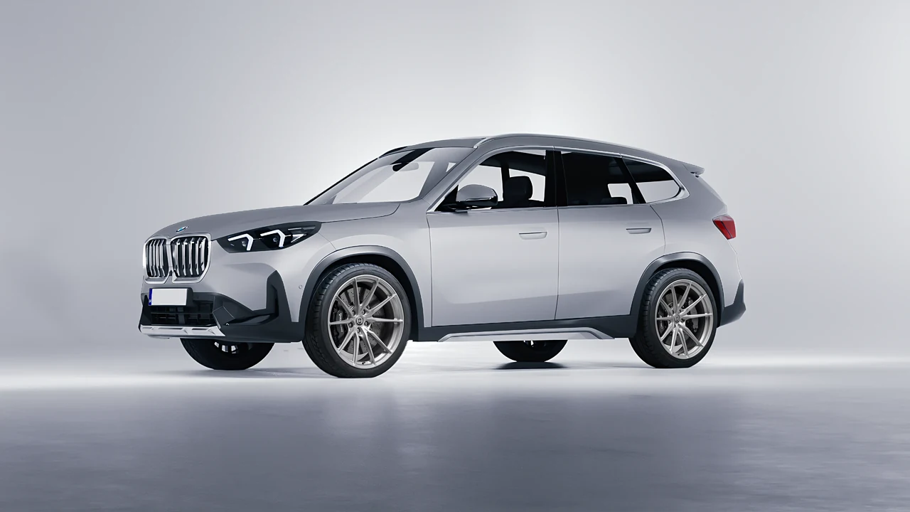 BMW iX1 2022 on HRE Performance Wheels P104SC forged wheels, front three-quarter view
