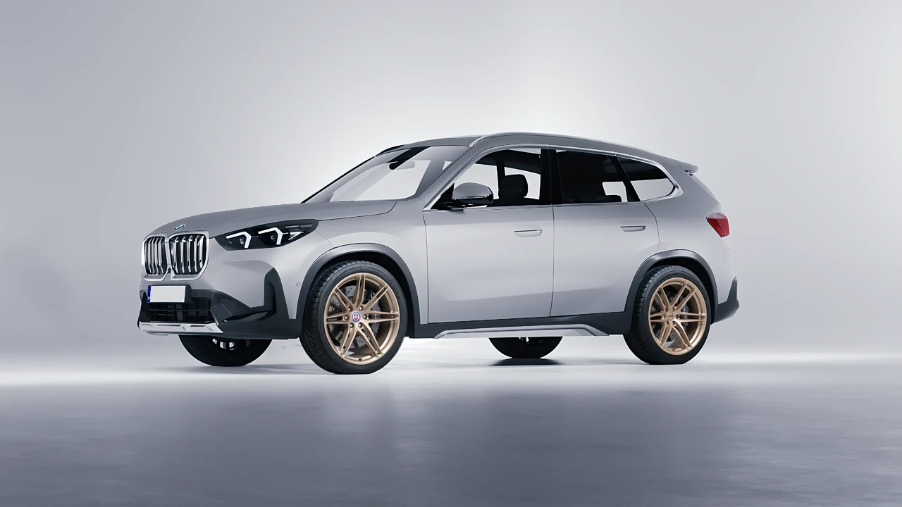 BMW iX1 2022 on HRE Performance Wheels P106 forged wheels, front three-quarter view