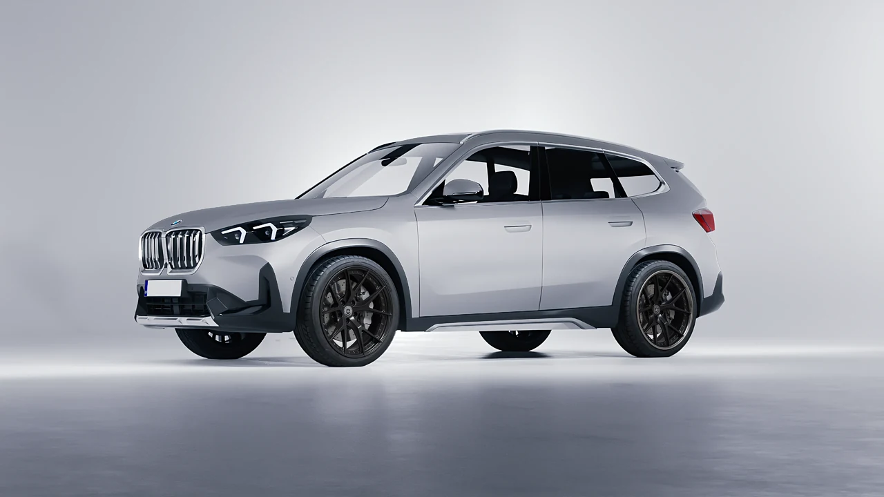 BMW iX1 2022 on HRE Performance Wheels S101 forged wheels, front three-quarter view