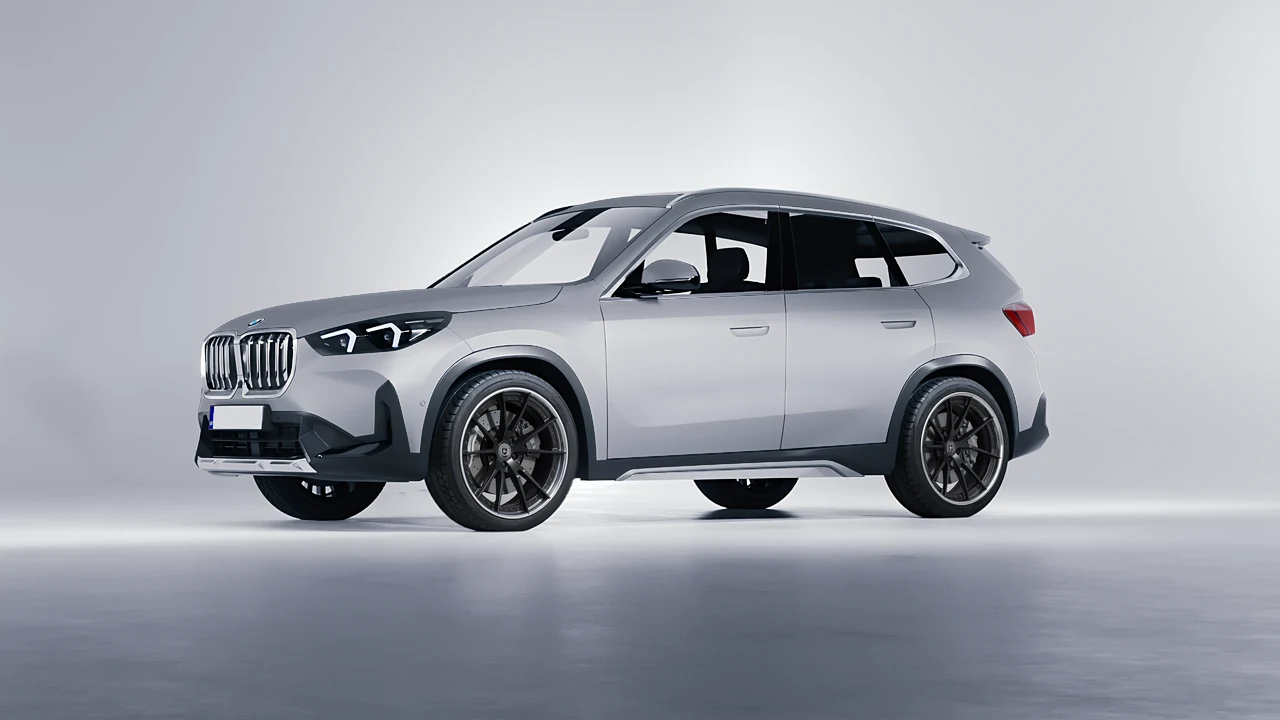 BMW iX1 2022 on HRE Performance Wheels S104 forged wheels, front three-quarter view