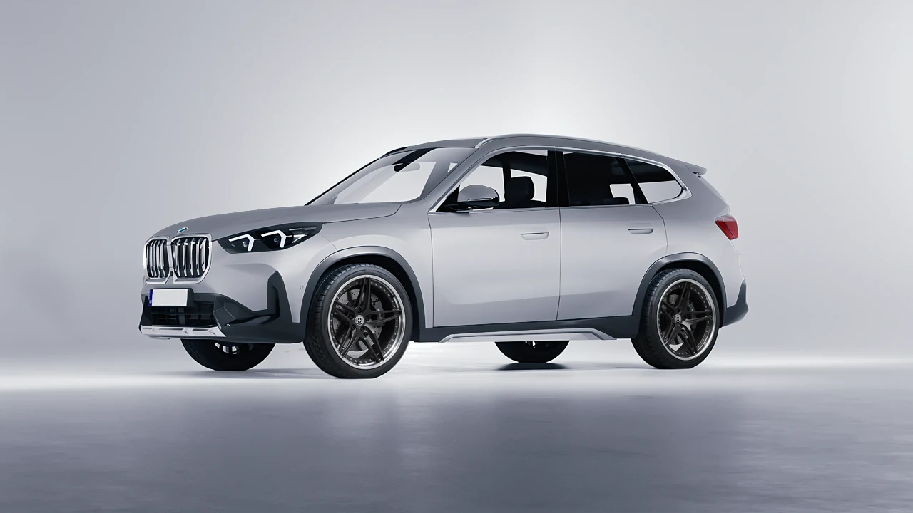 BMW iX1 2022 on HRE Performance Wheels S107 forged wheels, front three-quarter view