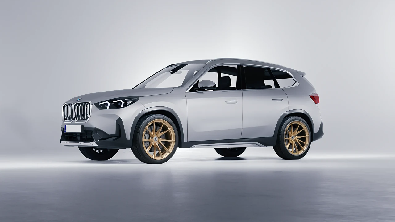 BMW iX1 2022 on HRE Performance Wheels S204H forged wheels, front three-quarter view