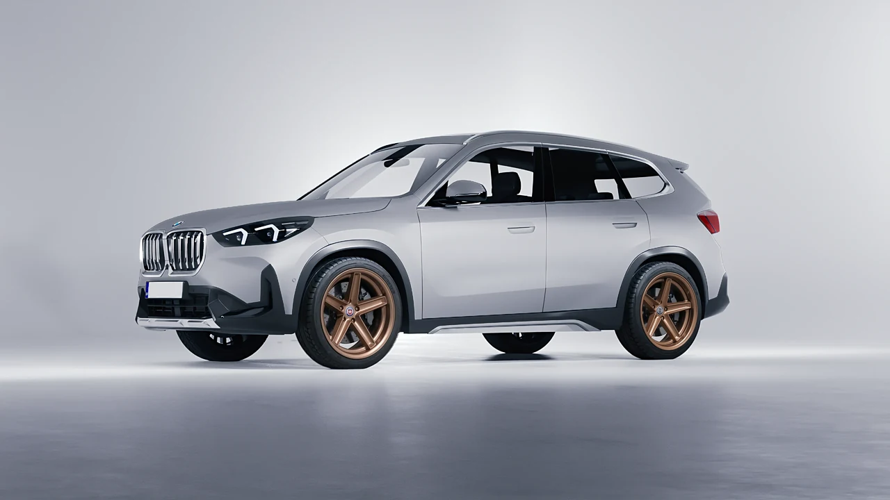 BMW iX1 2022 on HRE Performance Wheels Tusk forged wheels, front three-quarter view