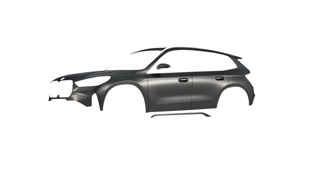 BMW iX1 2022 wrapped in Black Rock Grey (Avery Dennison SW900-823-M), front three-quarter view