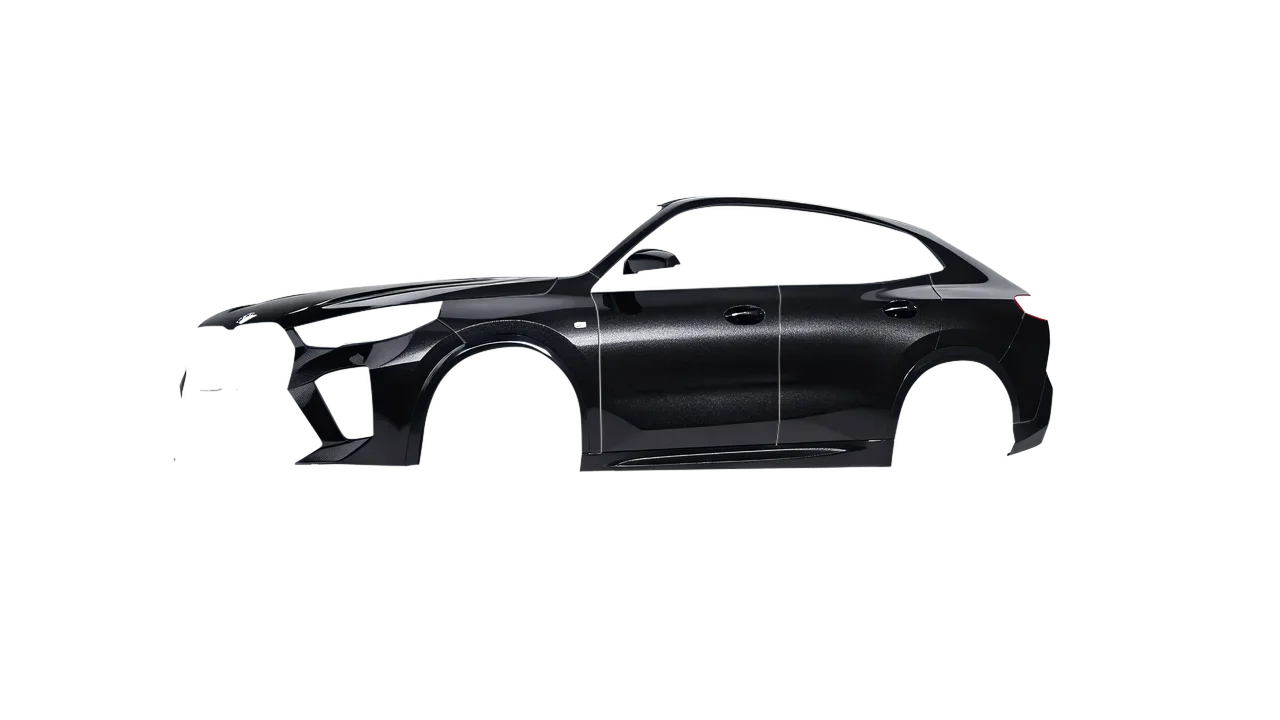 BMW iX2 2024 wrapped in Mystery Black (Avery Dennison SW900-184-M), front three-quarter view