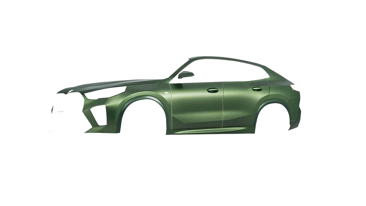 BMW iX2 2024 wrapped in Apple Green (Avery Dennison SW900-745-M), front three-quarter view