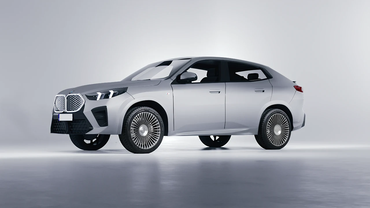 BMW iX2 2024 on RDB LA 50 forged wheels, front three-quarter view