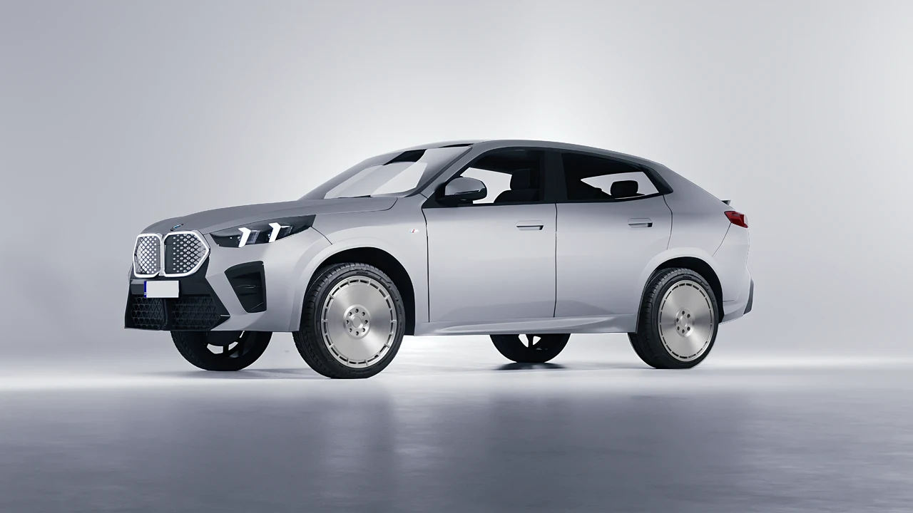 BMW iX2 2024 on RDB LA Zero forged wheels, front three-quarter view