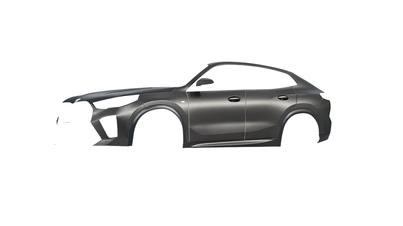 BMW iX2 2024 wrapped in Black Rock Grey (Avery Dennison SW900-823-M), front three-quarter view