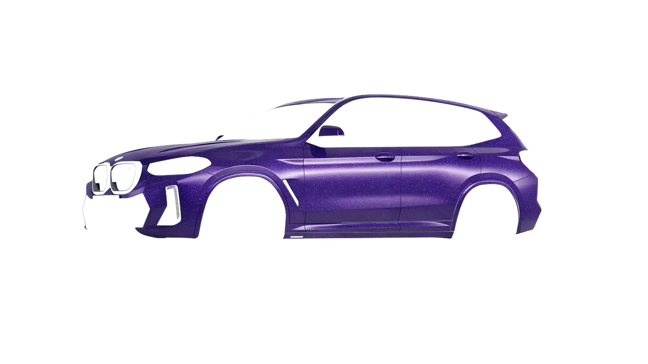 BMW iX3 2022 wrapped in Purple (Avery Dennison SW900-587-D), front three-quarter view